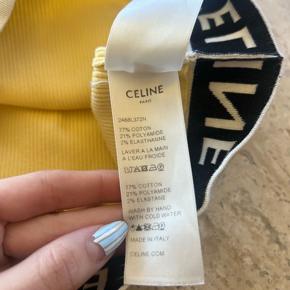 Celine Authentic 2021 athletic yellow crop top racer back tank | Size S - Picture 7 of 16